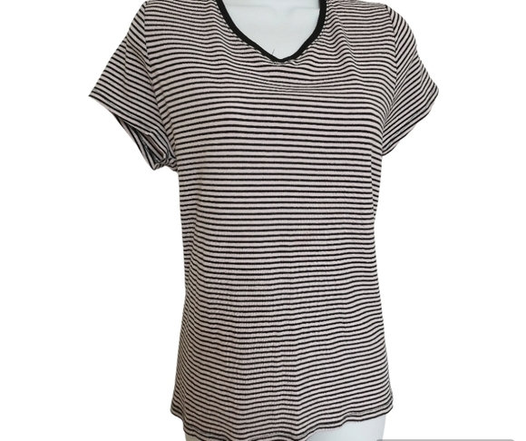 Faded Glory Plus Size Black and White Striped T Shirt - Picture 2 of 6